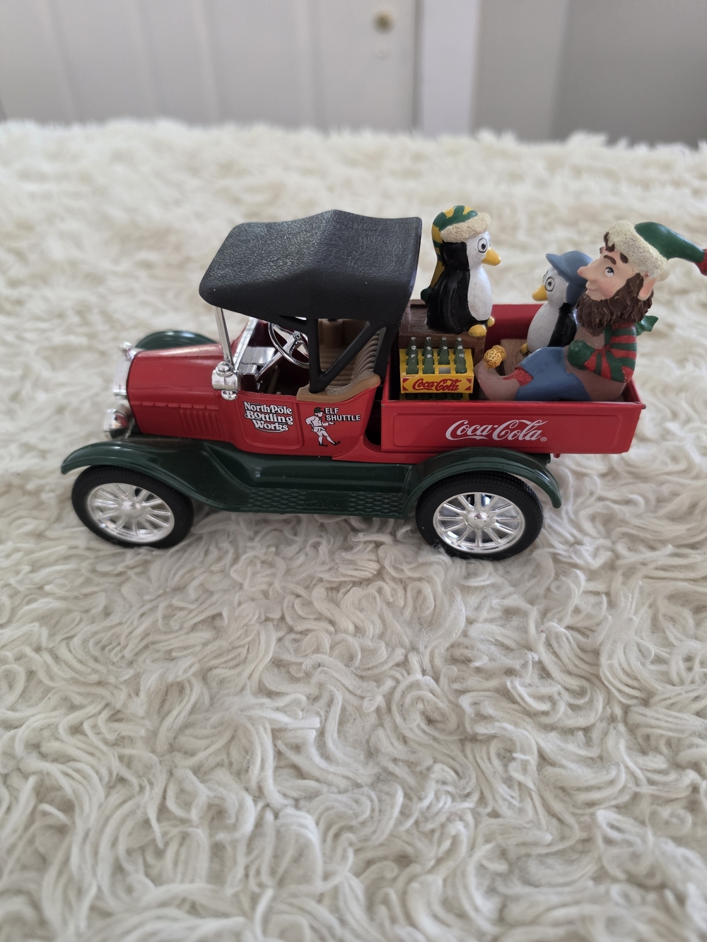 Coca Cola Red & Green Holiday Delivery Truck with Figurines